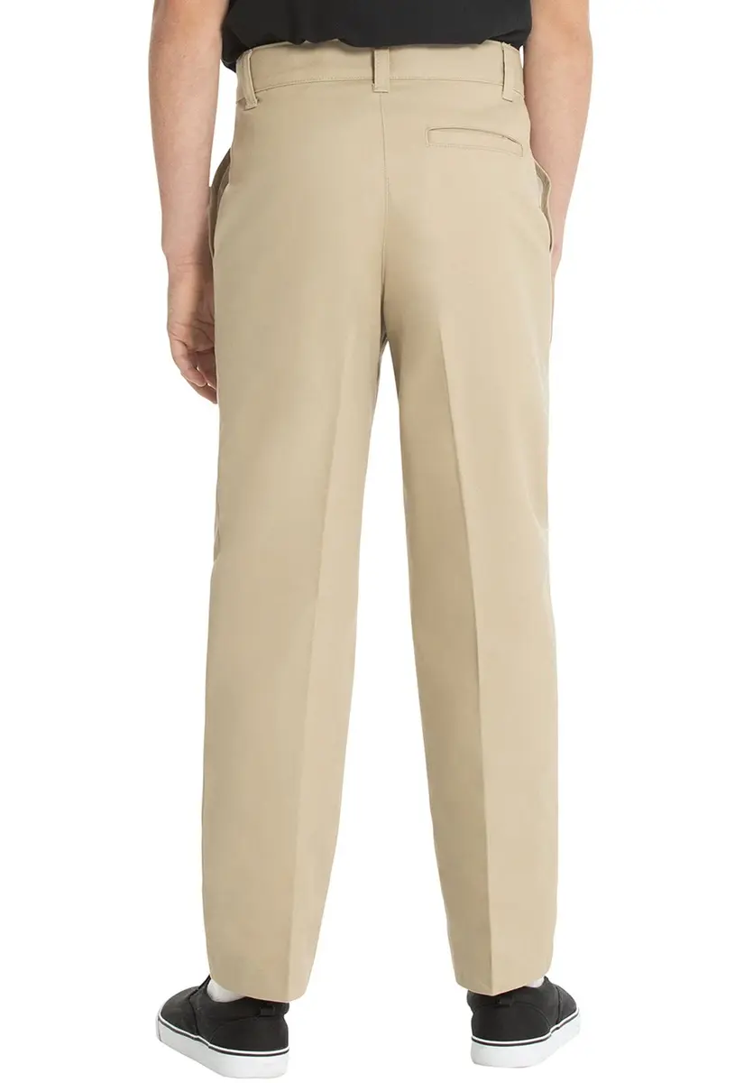 Classroom Boys Husky Flat Front Pants Khaki 16 US | Adjustable Waist, Easy Care Cotton-Poly Twill - view 2