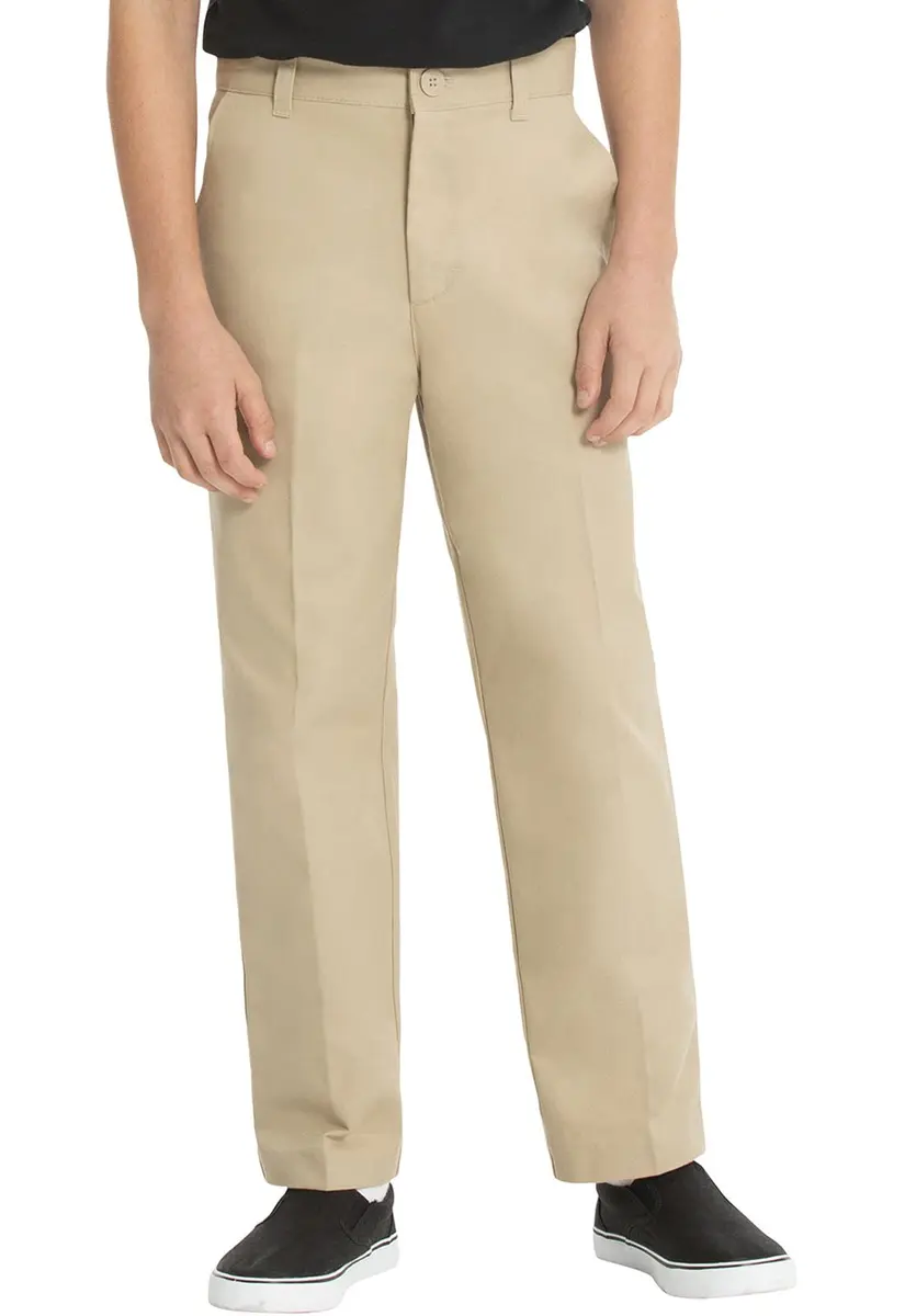 Classroom Boys Husky Flat Front Pants Khaki 16 US | Adjustable Waist, Easy Care Cotton-Poly Twill - view 3