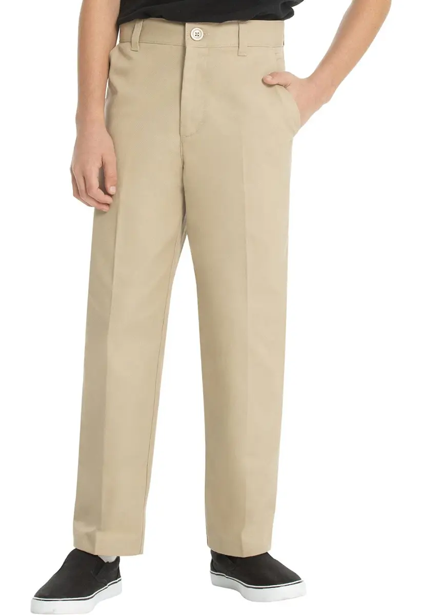 Classroom Boys Husky Flat Front Pants Khaki 16 US | Adjustable Waist, Easy Care Cotton-Poly Twill - view 4