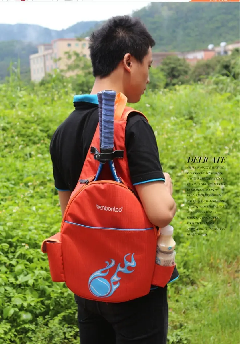 Klau Nylon Tennis Badminton Racquet Backpack Shoulder Bag, Orange | Sport Equipment Bag Case - view 6