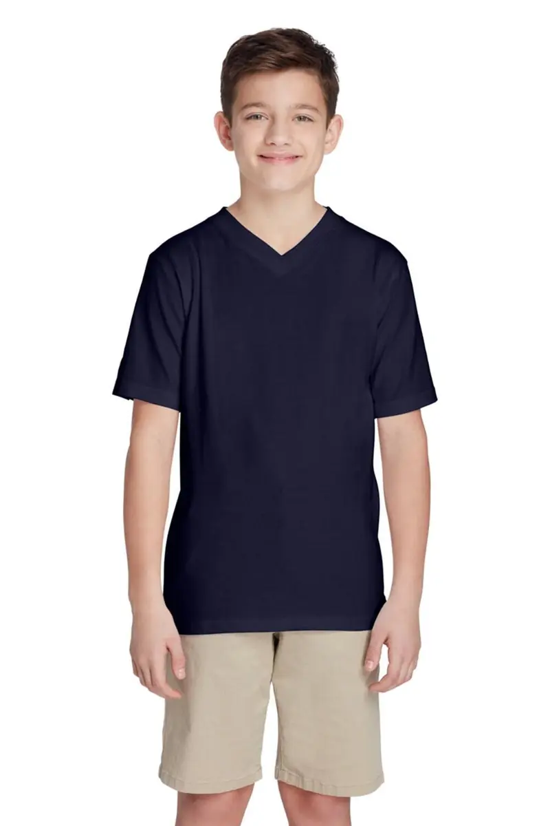 French Toast Boys' Short Sleeve V-Neck T-Shirt, Navy, 6-7 | Casual Cotton Tee for Kids - main product image
