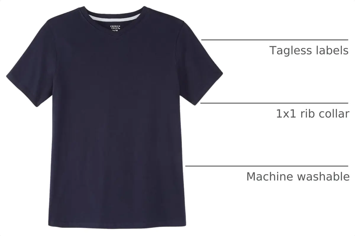 French Toast Boys' Short Sleeve V-Neck T-Shirt, Navy, 6-7 | Casual Cotton Tee for Kids - view 3