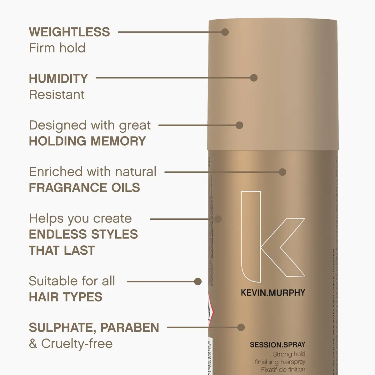 KEVIN.MURPHY SESSION.SPRAY Strong Hold Finishing Hair Spray 100ml (3.4 Fl Oz) | Humidity Resistant - view 4