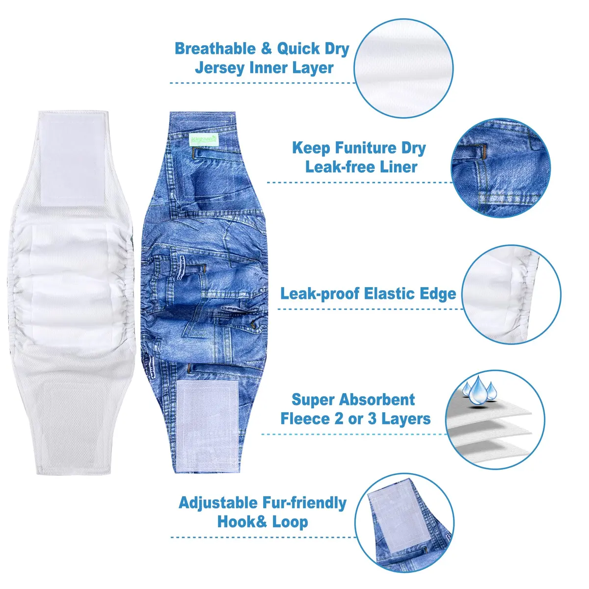 Wegreeco Male Dog Belly Bands Medium | Reusable, Adjustable & Leak-Free (15-17") - view 2