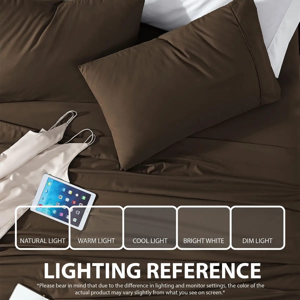 Cathay Home Full Sheet Set 156cm x 203cm (61.4" x 80") | Ultra-Soft Microfiber Brown Bedding - view 4
