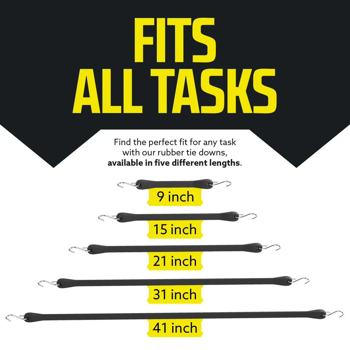 DC Cargo Mall 41" Natural Rubber Tarp Straps with S-Hooks, Pack of 50 | Cold Climate Cargo Securement - view 4