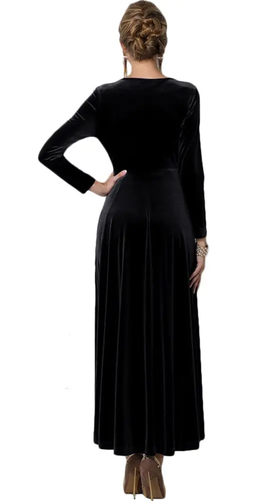 Urban CoCo Women Long Sleeve V-Neck Velvet Dress as1, Alpha, S, Regular, Black | Elegant, Breathable & Stretchy - view 6
