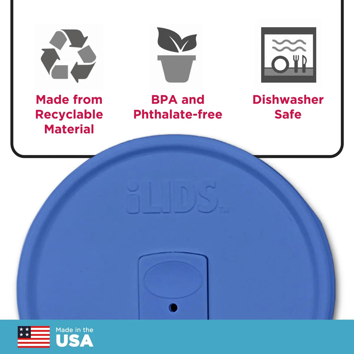 iLIDS Mason Jar Drink Lid, Wide Mouth, Periwinkle, 2 Pack | BPA-Free, Reusable, Dishwasher Safe - view 5