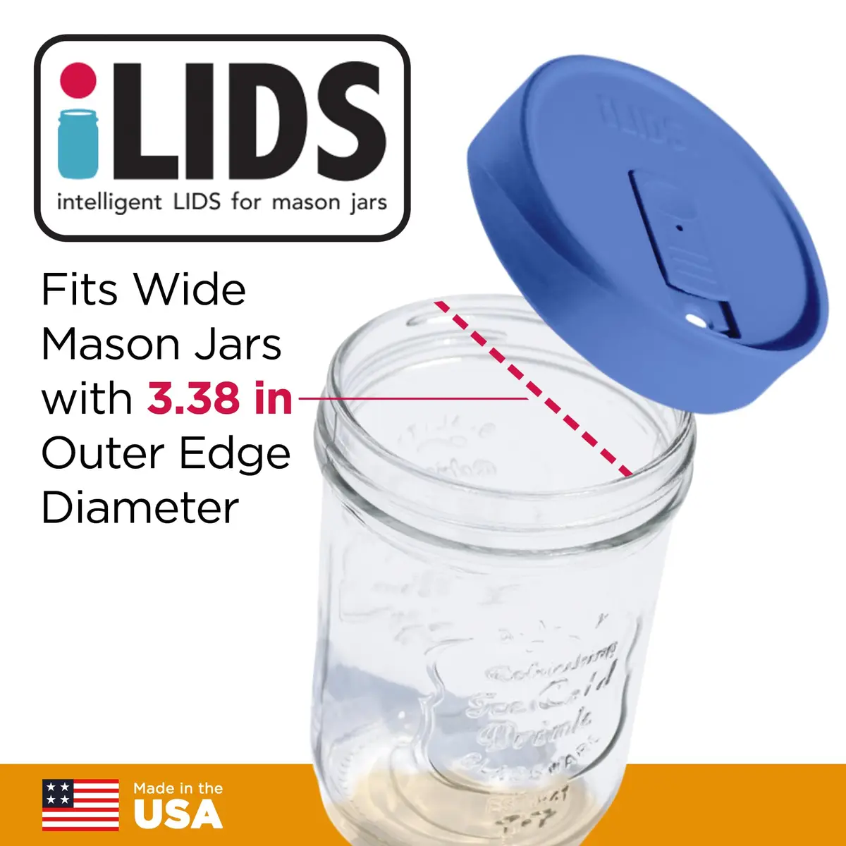 iLIDS Mason Jar Drink Lid, Wide Mouth, Periwinkle, 2 Pack | BPA-Free, Reusable, Dishwasher Safe - view 2