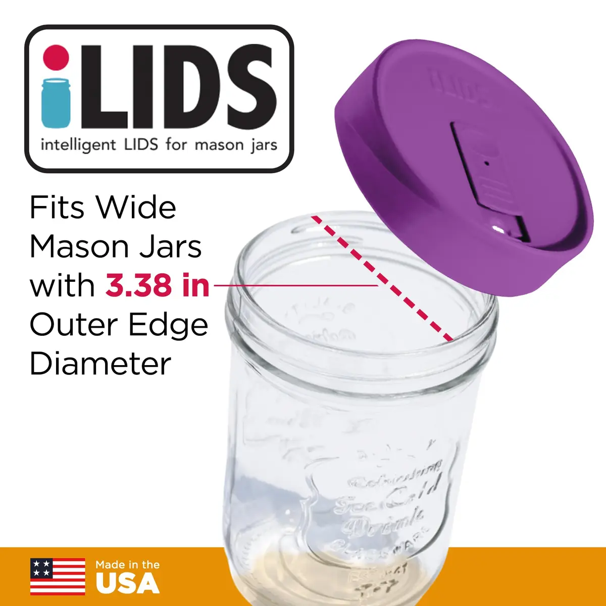 iLIDS Mason Jar Drink Lid, Wide Mouth, Mulberry, 2 Pack, BPA-Free USA Made | Spill-Resistant, Reusable & Dishwasher Safe - view 2