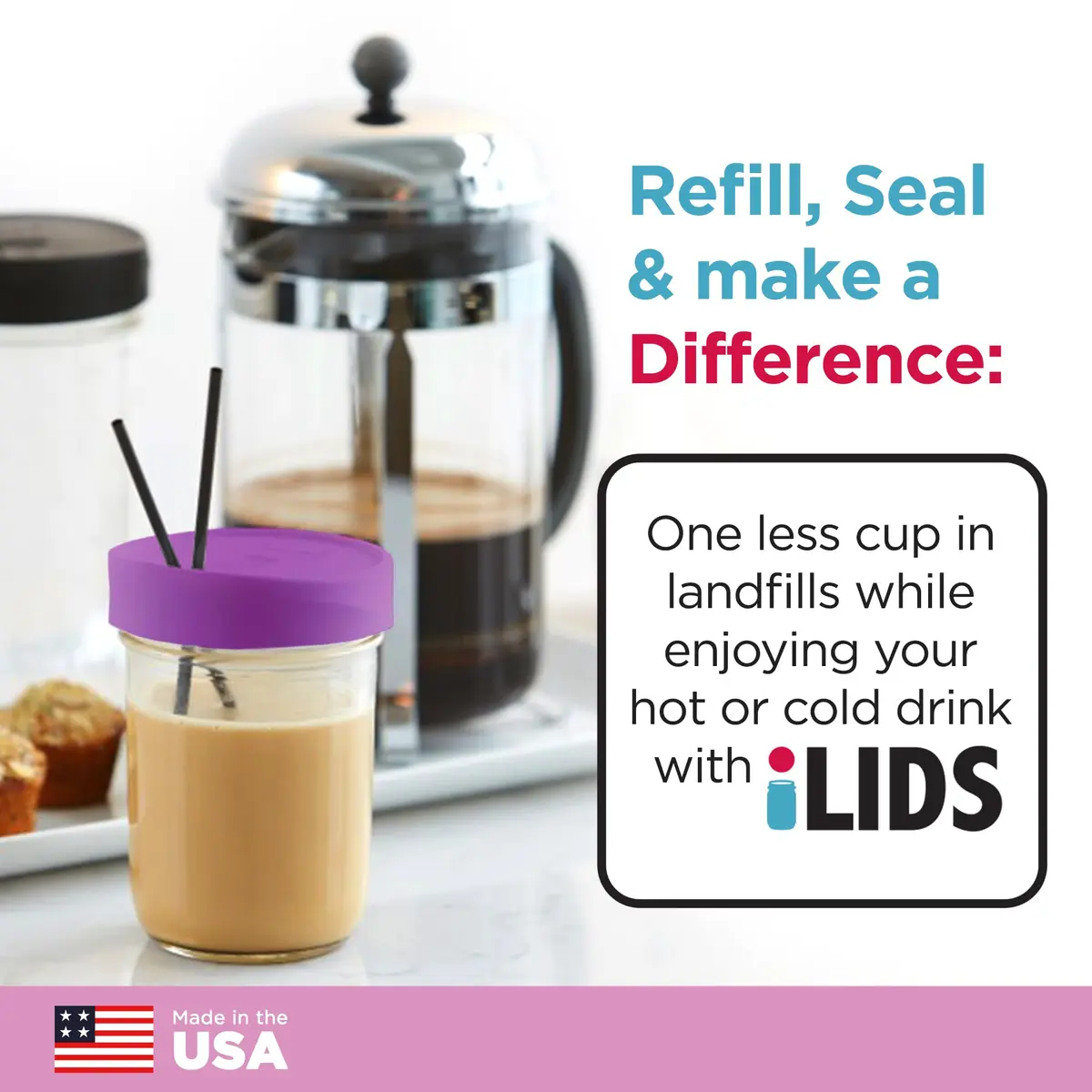 iLIDS Mason Jar Drink Lid, Wide Mouth, Mulberry, 2 Pack, BPA-Free USA Made | Spill-Resistant, Reusable & Dishwasher Safe - view 4