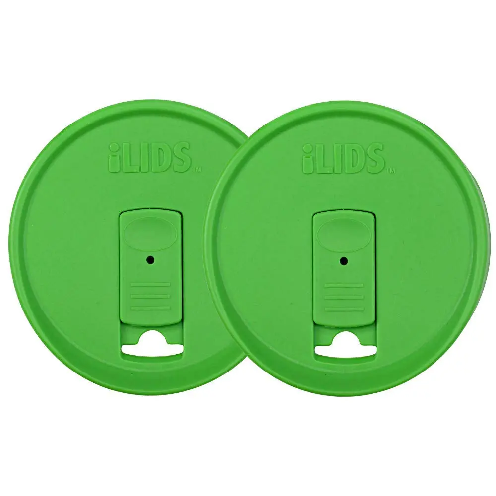 iLIDS Mason Jar Drink Lid, Wide Mouth, Grass Green, 2 Pack, BPA-Free | Spill-Resistant, Reusable & Made in USA - main product image