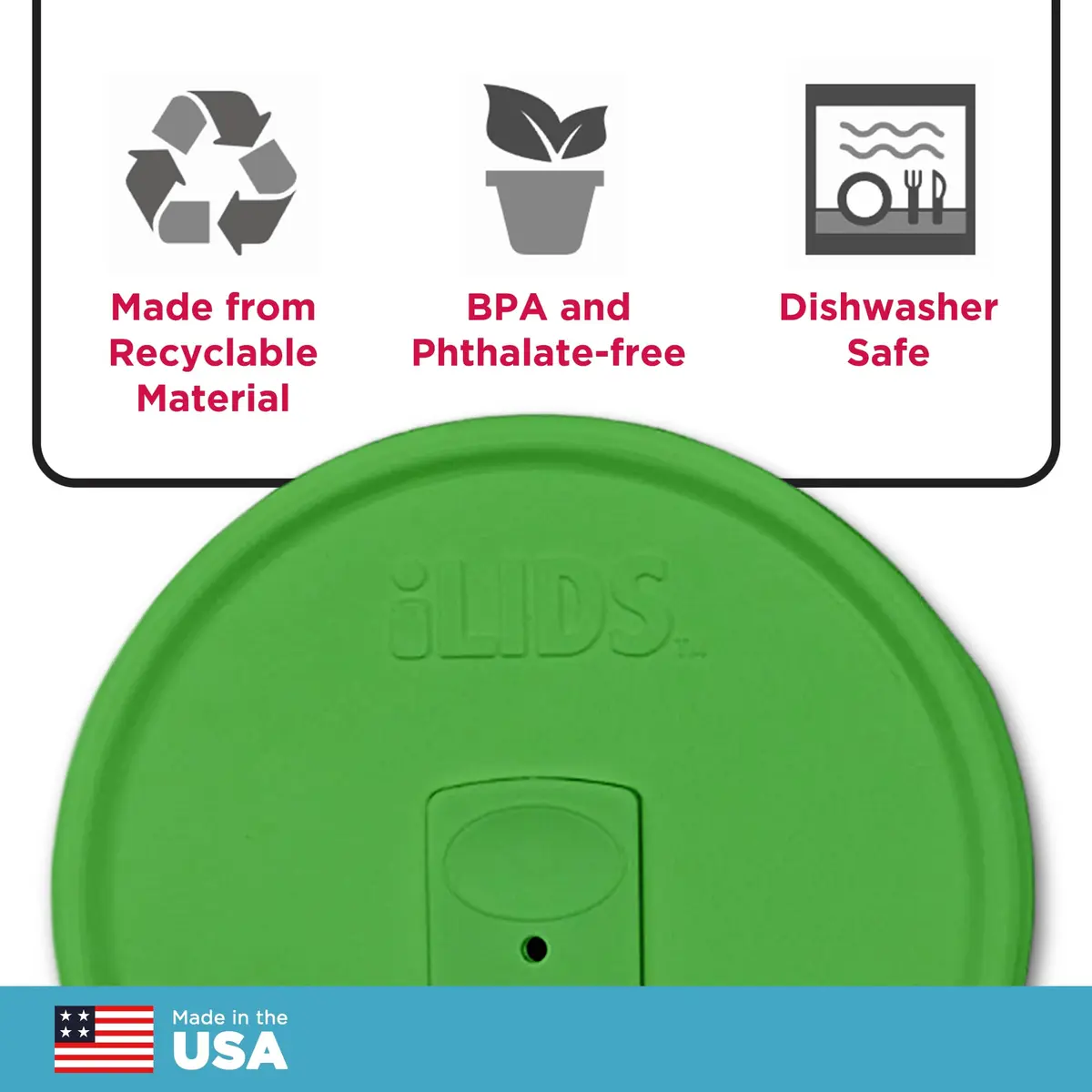 iLIDS Mason Jar Drink Lid, Wide Mouth, Grass Green, 2 Pack, BPA-Free | Spill-Resistant, Reusable & Made in USA - view 5