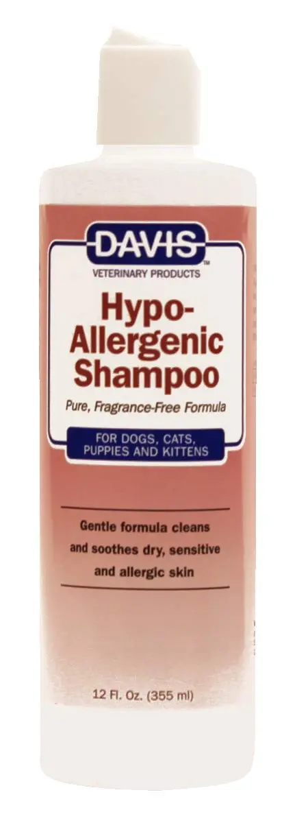 Davis Hypoallergenic Pet Shampoo, 12 oz (HS12) | Tearless, Fragrance-Free for Sensitive Skin Pets - main product image
