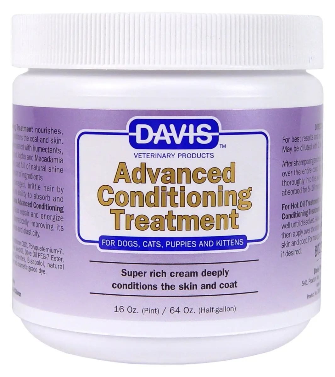 Davis Manufacturing Advanced Conditioning Treatment for Pets, 16 oz | Deep Moisture & Shine for Dogs & Cats - main product image