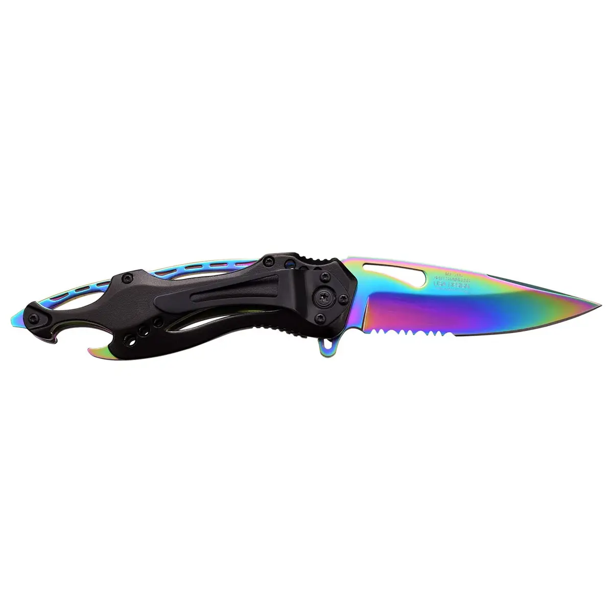 MTech USA MT-705RB Folding Knife Rainbow Half-Serrated Blade 4.5-Inch | Secure Lock & Multi-Tool - view 3