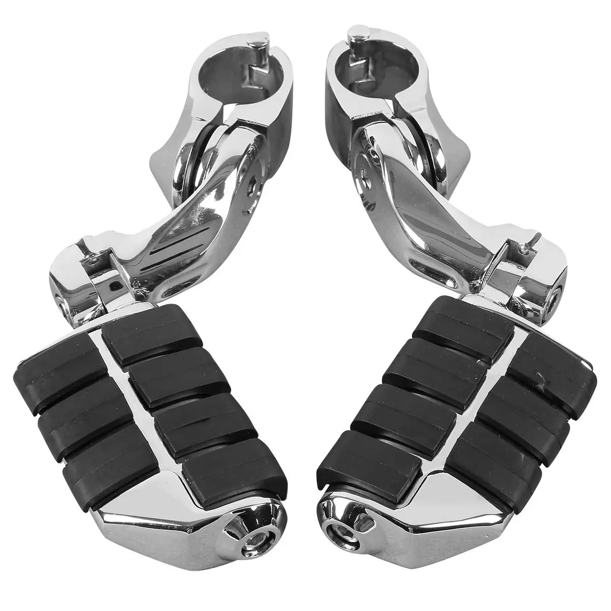 XFMT Motorcycle Highway Pegs 1.25" Short Angled Footrest | Fits Harley Touring, Softail, Sportster with 1 1/4" Engine Guard - main product image