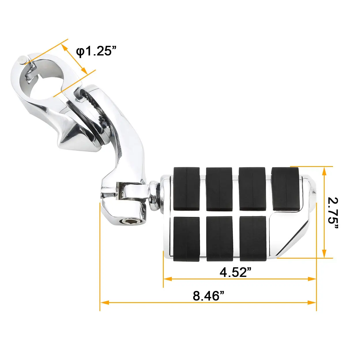 XFMT Motorcycle Highway Pegs 1.25" Short Angled Footrest | Fits Harley Touring, Softail, Sportster with 1 1/4" Engine Guard - view 3