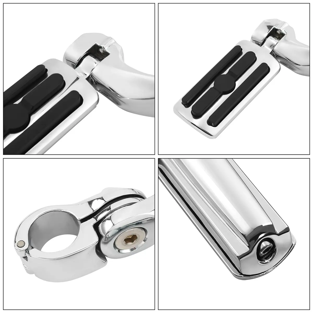 XFMT Motorcycle Highway Pegs 1.25" Short Angled Footrest for Harley Touring/Softail/Sportster/Dyna with 1 1/4" Engine Guard, Chrome - view 8