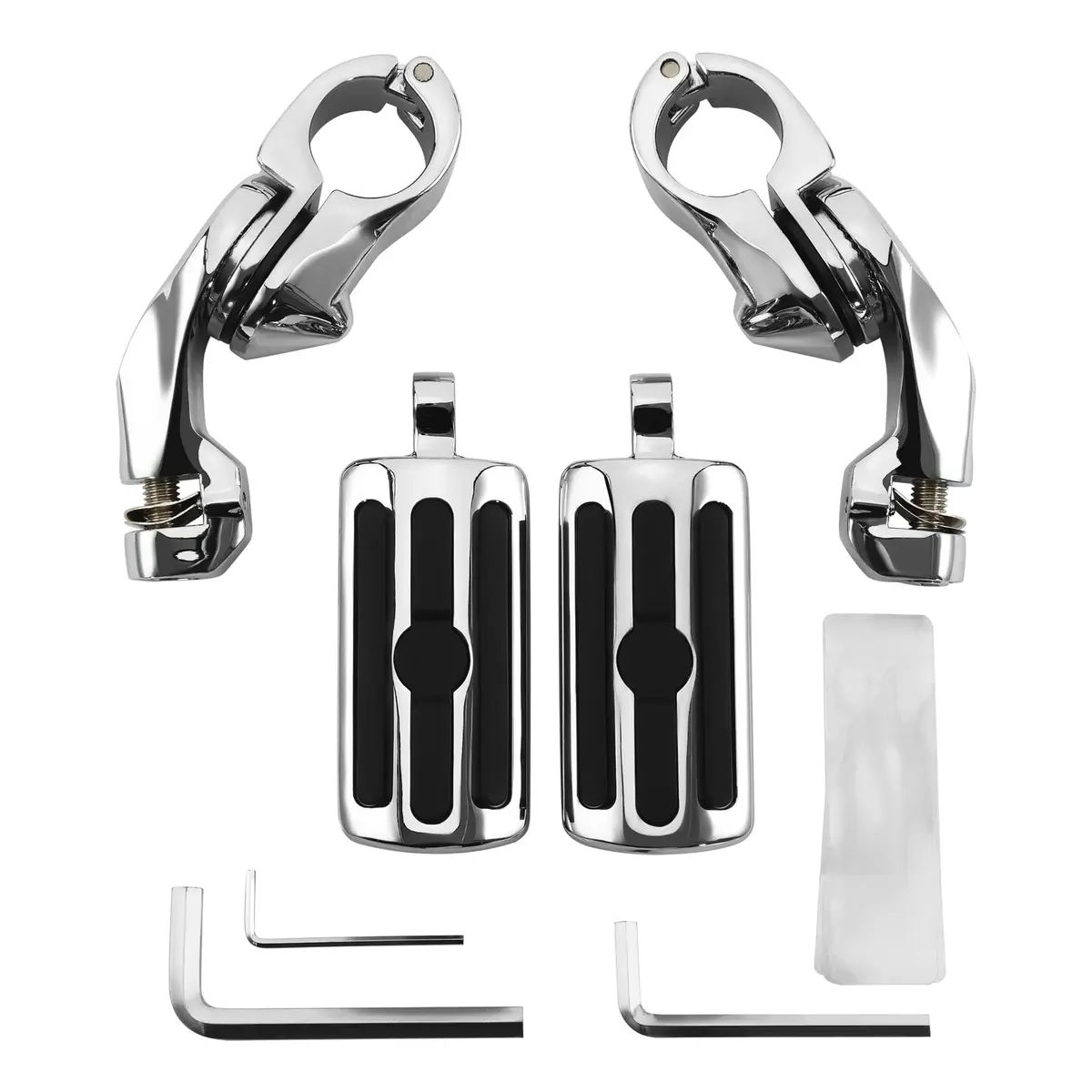 XFMT Motorcycle Highway Pegs 1.25" Short Angled Footrest for Harley Touring/Softail/Sportster/Dyna with 1 1/4" Engine Guard, Chrome - view 2