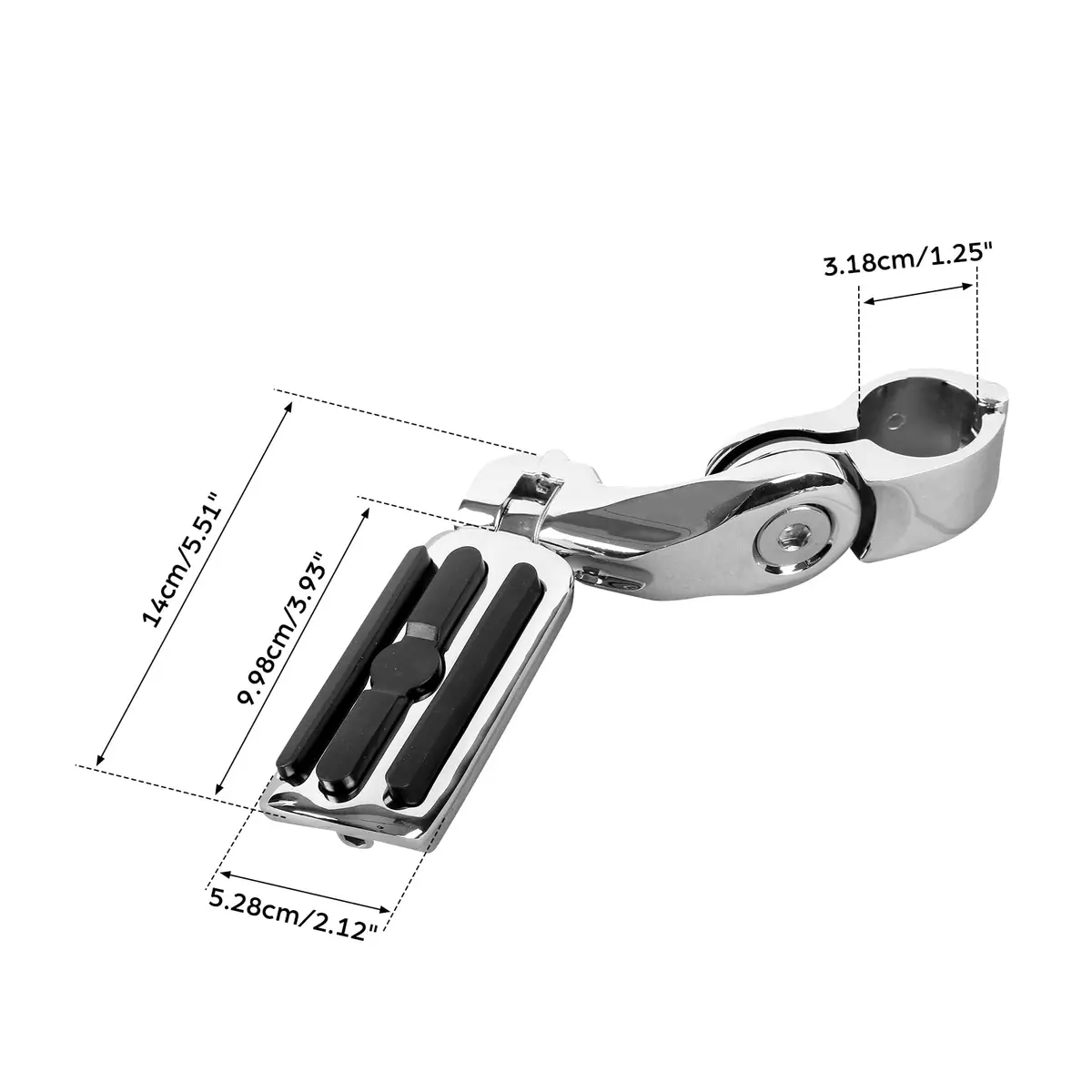 XFMT Motorcycle Highway Pegs 1.25" Short Angled Footrest for Harley Touring/Softail/Sportster/Dyna with 1 1/4" Engine Guard, Chrome - view 3