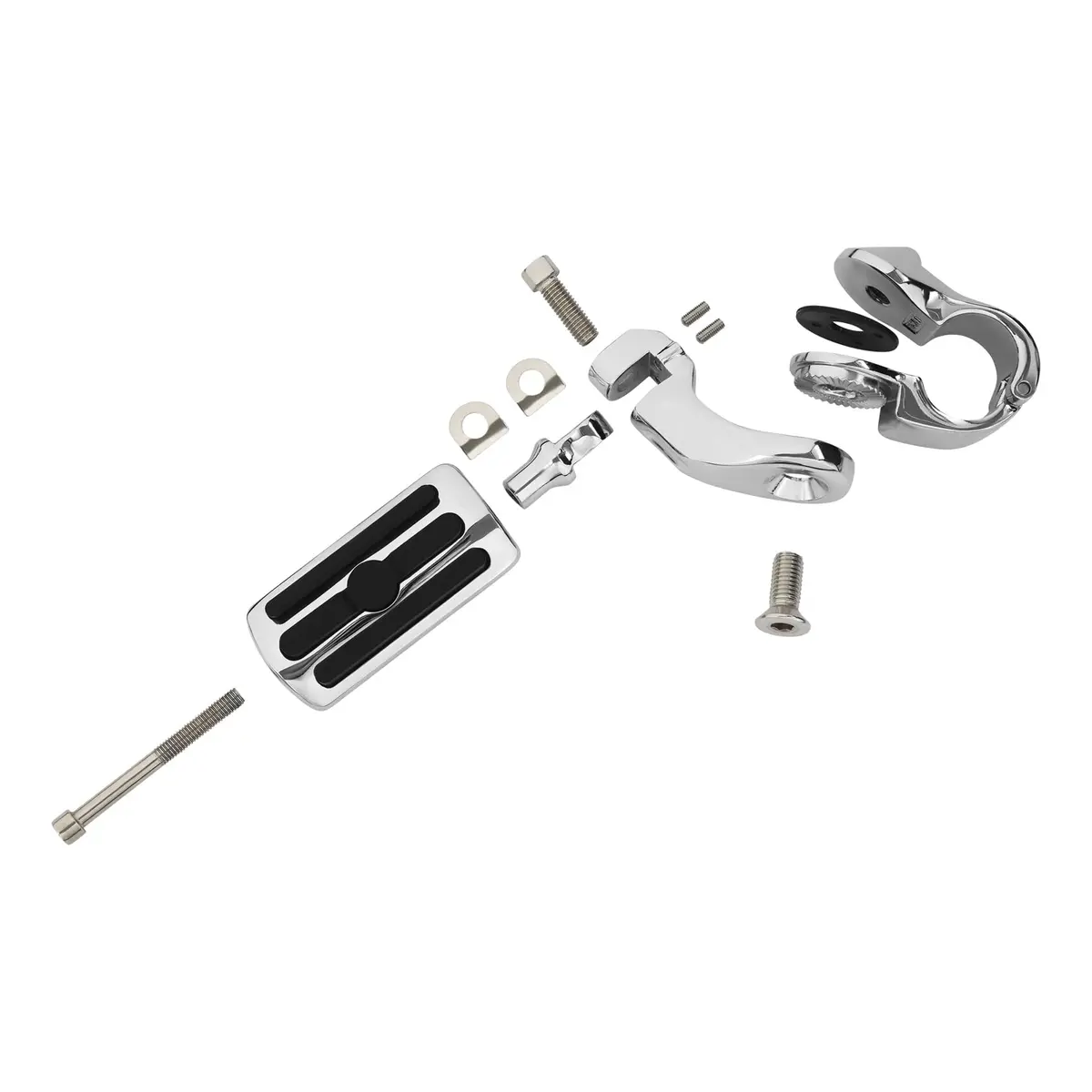 XFMT Motorcycle Highway Pegs 1.25" Short Angled Footrest for Harley Touring/Softail/Sportster/Dyna with 1 1/4" Engine Guard, Chrome - view 4
