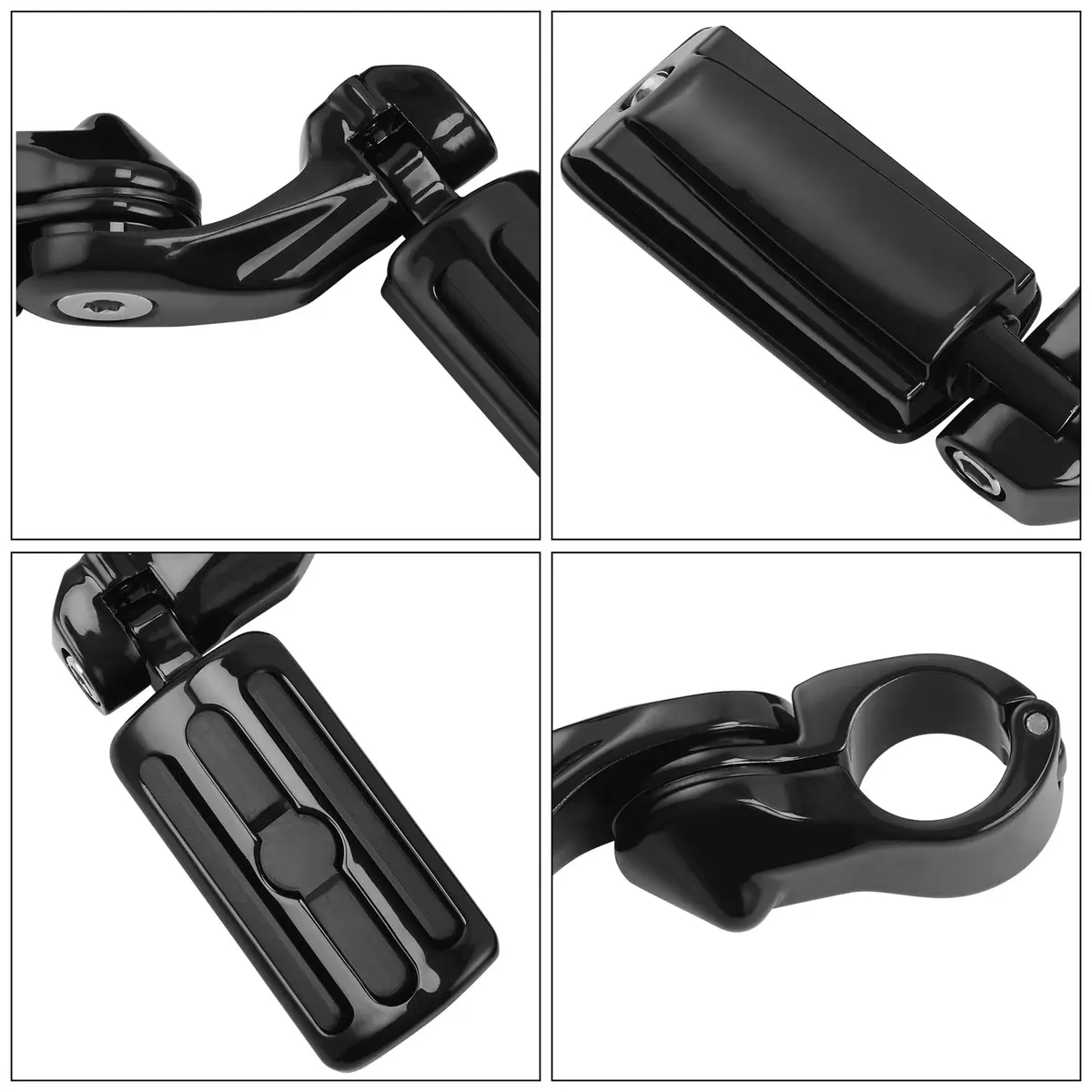XFMT Black Motorcycle Highway Pegs 1.25" Short Angled Footrest for Harley Davidson with Engine Guard | 1.49 kg (3.28 lb) Pair - view 5