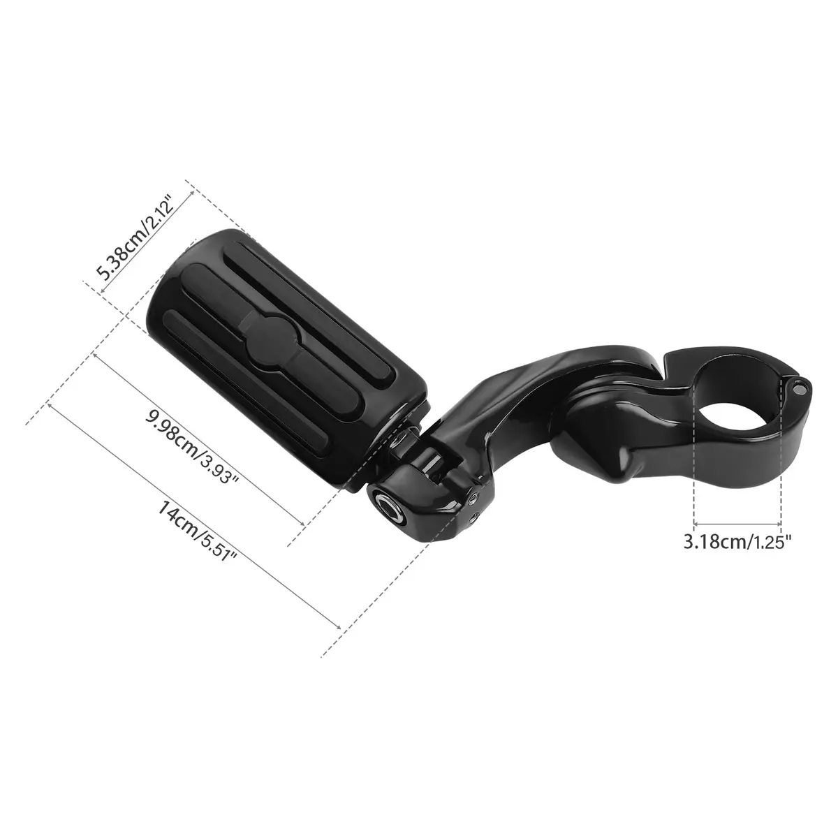 XFMT Black Motorcycle Highway Pegs 1.25" Short Angled Footrest for Harley Davidson with Engine Guard | 1.49 kg (3.28 lb) Pair - view 2