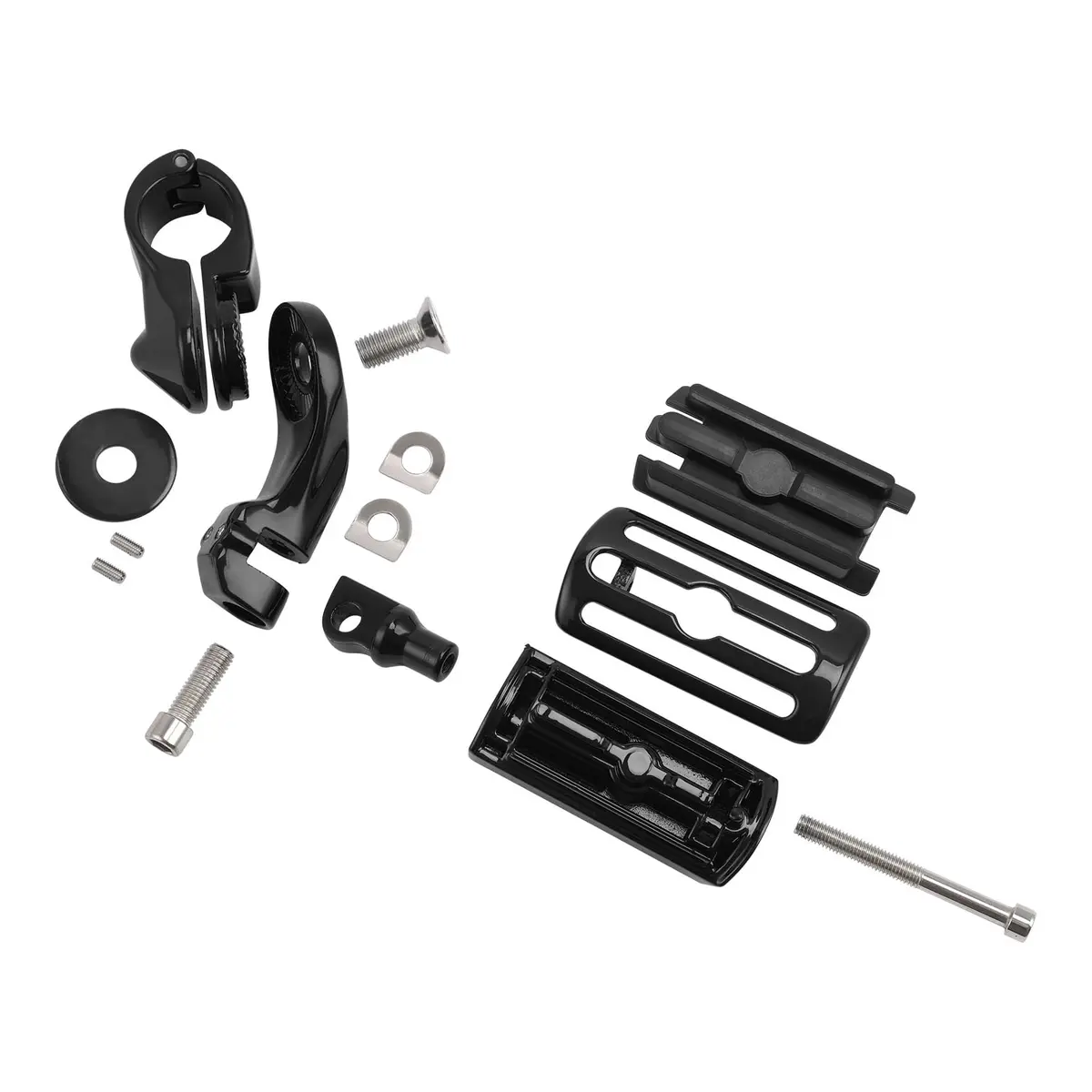 XFMT Black Motorcycle Highway Pegs 1.25" Short Angled Footrest for Harley Davidson with Engine Guard | 1.49 kg (3.28 lb) Pair - view 3