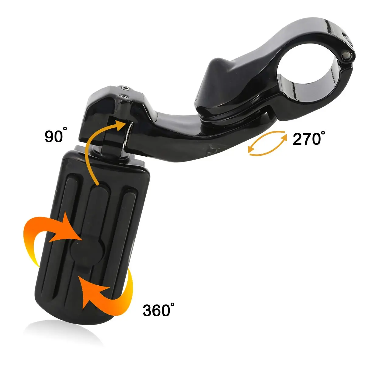 XFMT Black Motorcycle Highway Pegs 1.25" Short Angled Footrest for Harley Davidson with Engine Guard | 1.49 kg (3.28 lb) Pair - view 4