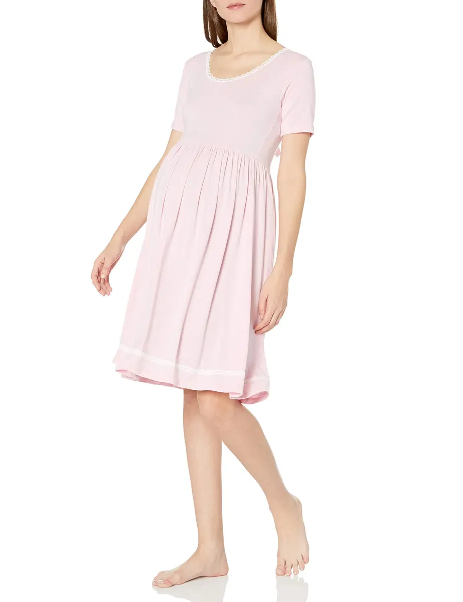 Rosie Pope Women's Short Sleeve Empire Waist Slip, Blush Heather, Large | Fashionable & Comfortable - main product image