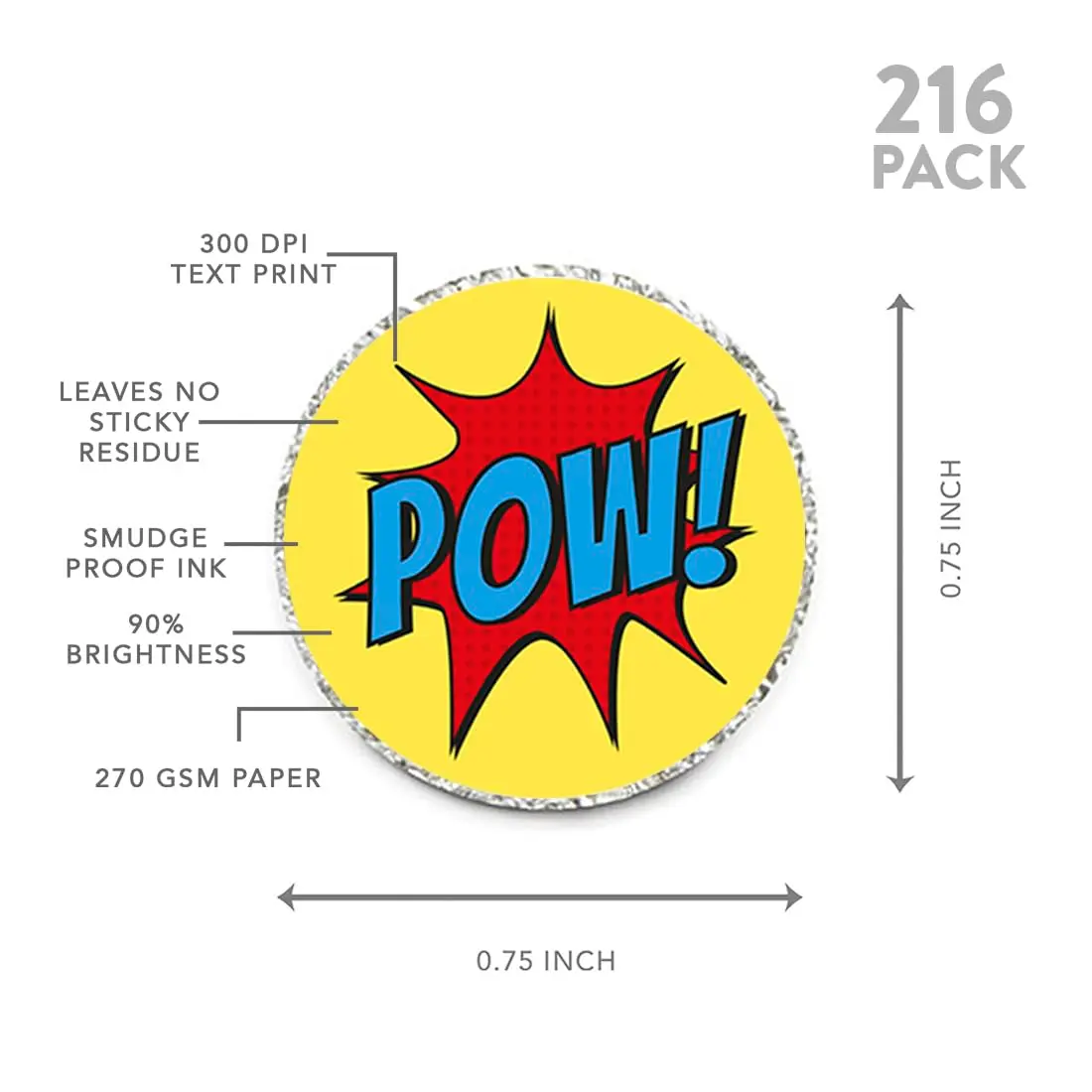 Andaz Press Chocolate Drop Labels Stickers 216-Pack | Superhero Pow! for Kisses Party Favors - view 5
