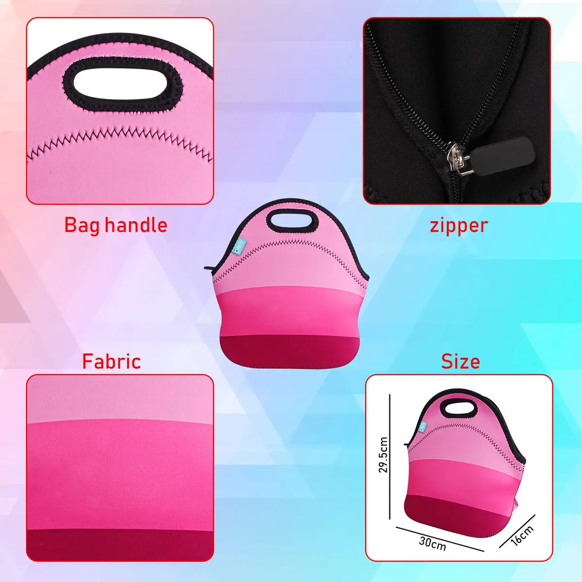 Ofeily Neoprene Lunch Tote Bag 10L (0.35 cu ft) | Insulated, Waterproof, Zippered Lunch Bag for Adults - view 2