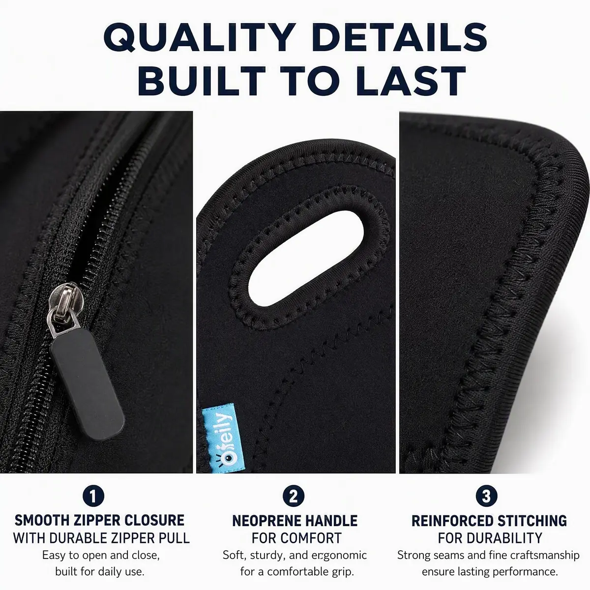 Ofeily Neoprene Lunch Tote Bag 10L (0.35 cu ft) | Insulated, Waterproof, Zippered Lunch Bag for Adults - view 8