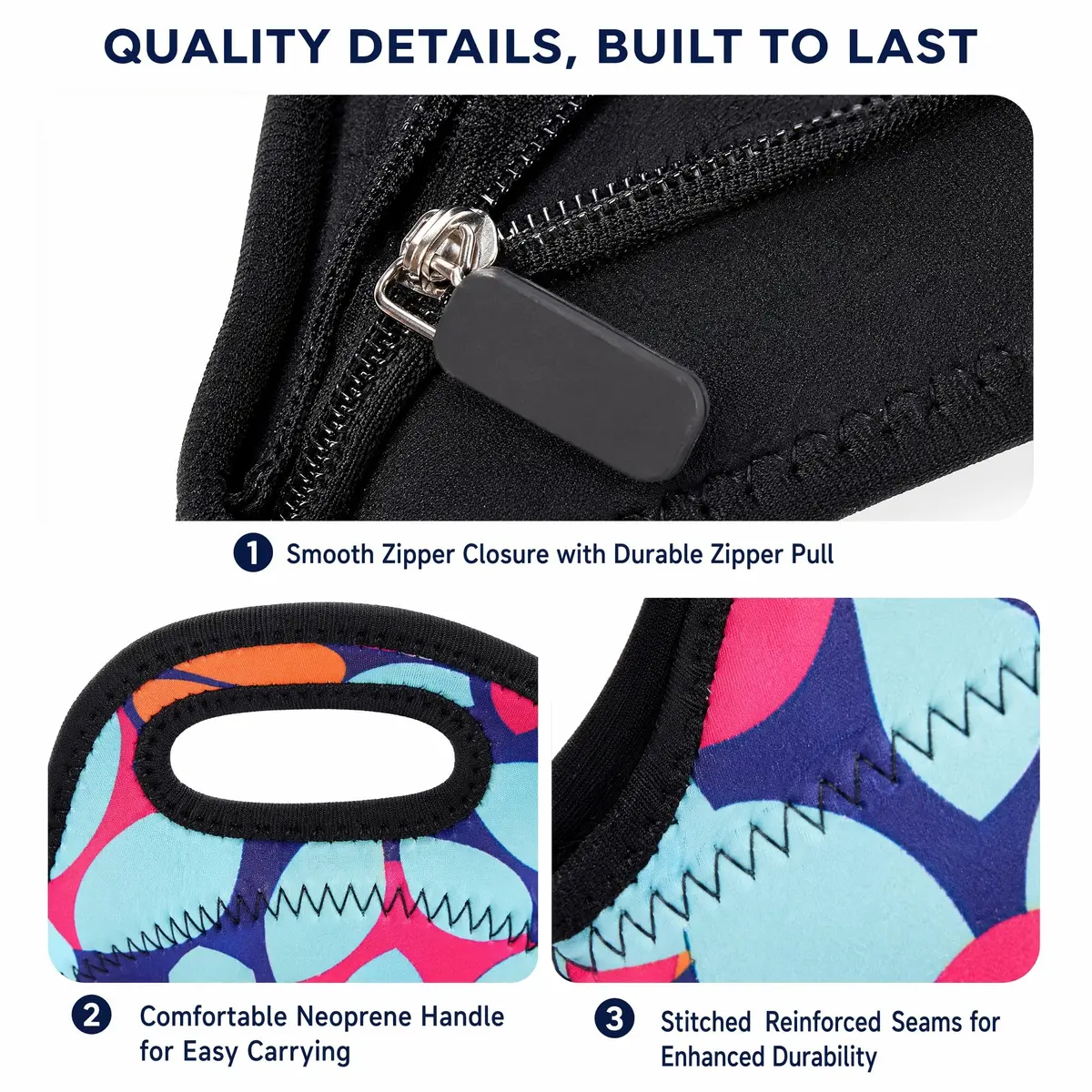 Ofeily Leaf Pattern Insulated Lunch Tote Bag 10L (0.35 cu ft) | Waterproof Neoprene Lunch Bag for Adults - view 7