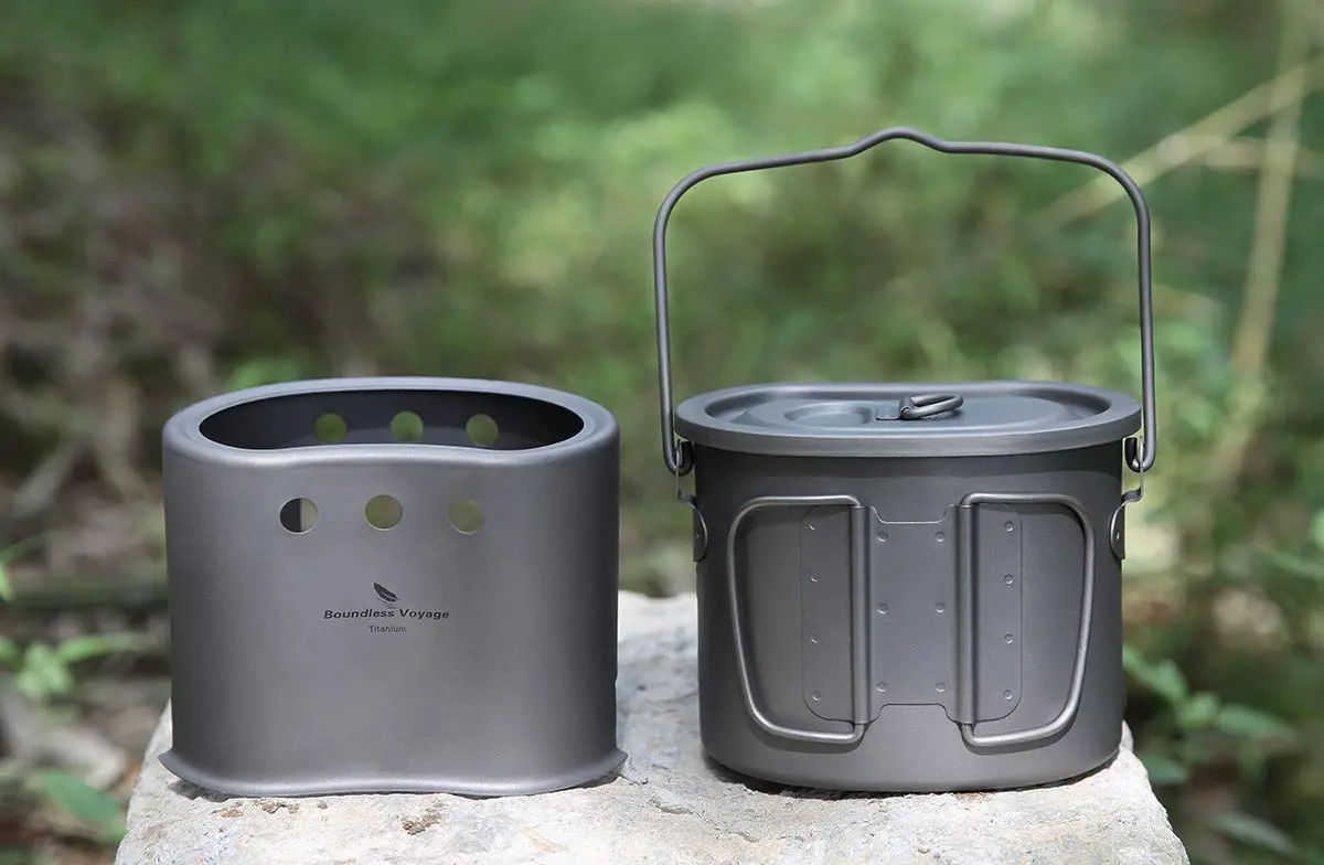 Boundless Voyage Titanium Pot with Wood Stove Set 800ml | Ultralight Camping Cookware - view 9