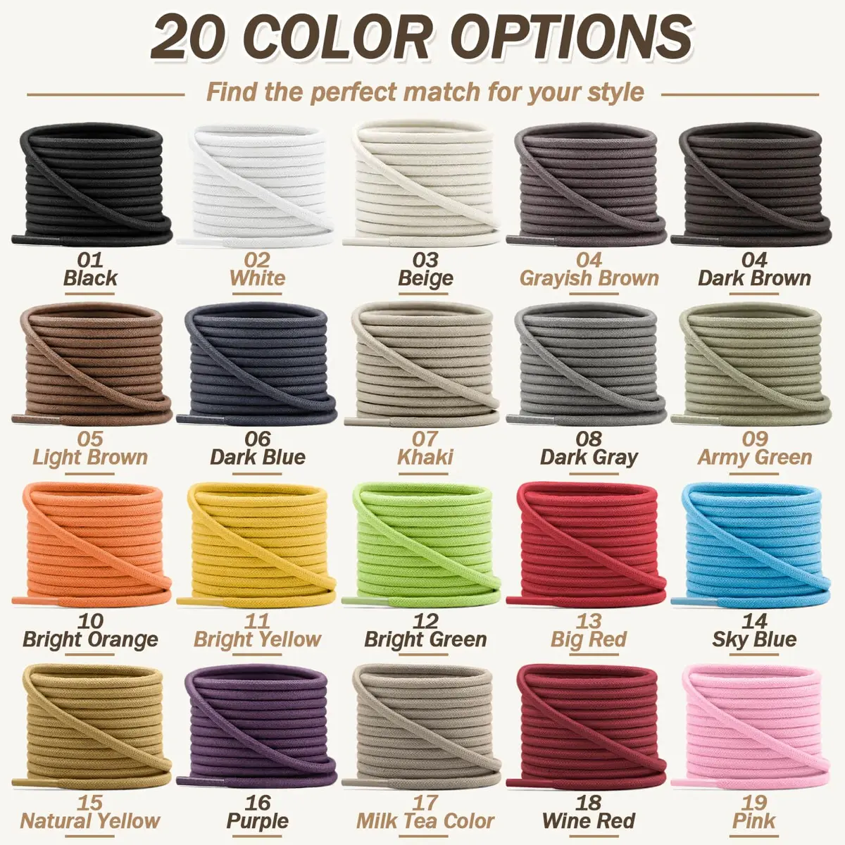 YFINE Waxed Round Shoe Laces 39" White | Formal & Outdoor Versatile - view 4