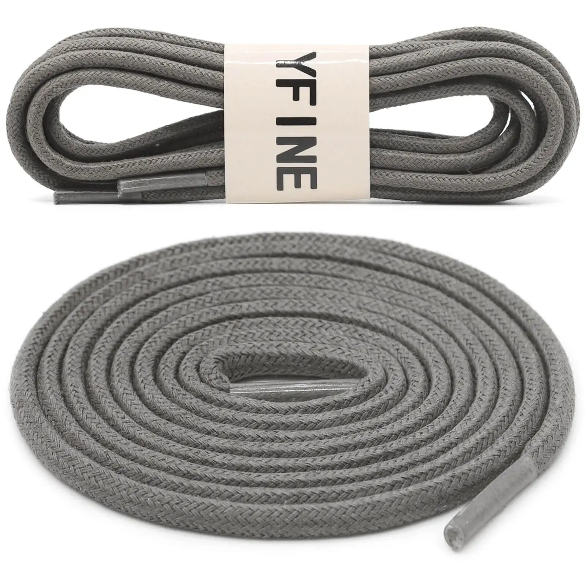 YFINE Waxed Round Shoe Laces: 39" Dark Grey Oxford Shoelaces for Dress Shoe | Durable, Moisture-Resistant, Unisex - view 2