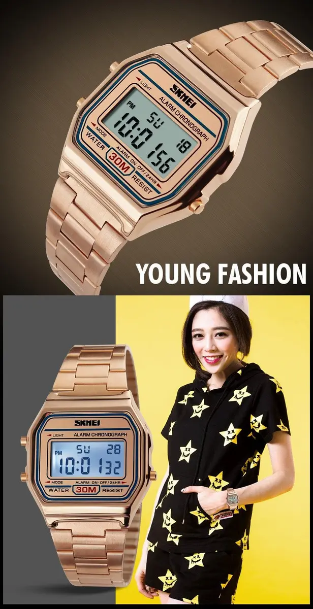 Gosasa Classic Unisex Digital Sports Watch 33mm Rose Gold Waterproof Multifunction - view 3