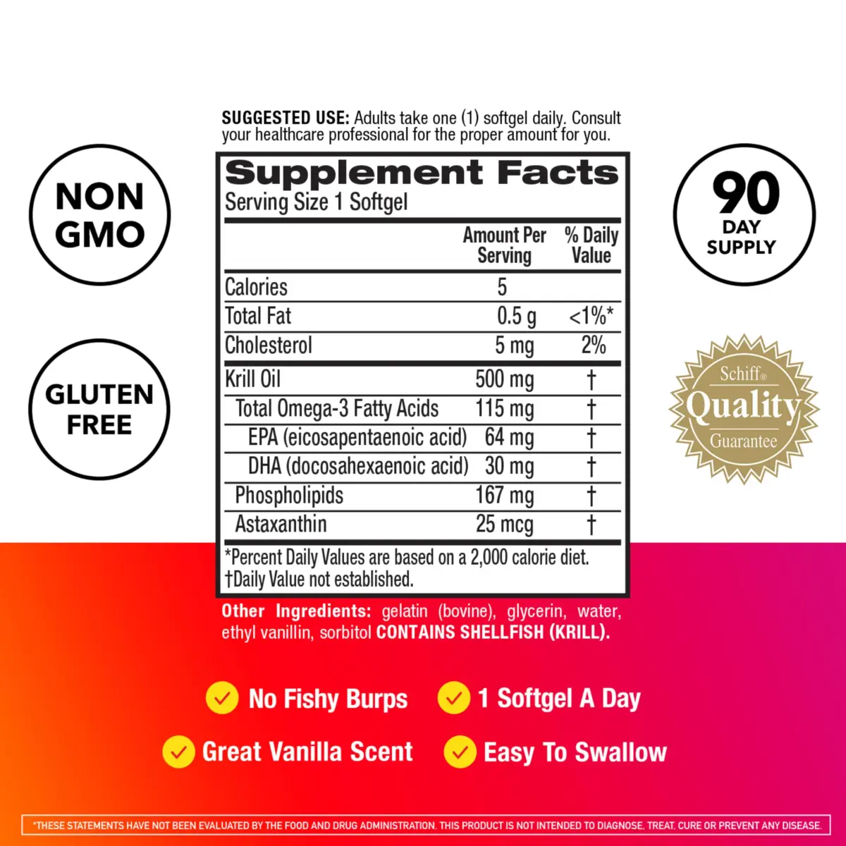 MegaRed Antarctic Krill Oil 500mg Omega 3 Fatty Acid Supplement, Extra Strength EPA & DHA Krill Oil Softgels (90 Count) - view 3
