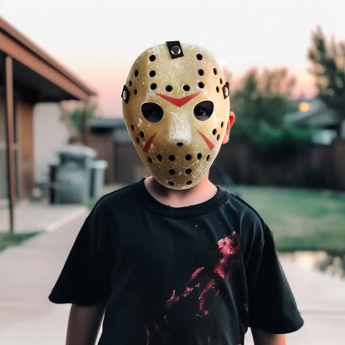 CASA CLAUSI Halloween Hockey Mask Cosplay Costume Prop for Kids Ages 3-8 | Lightweight Breathable Yellow Horror Mask - view 5