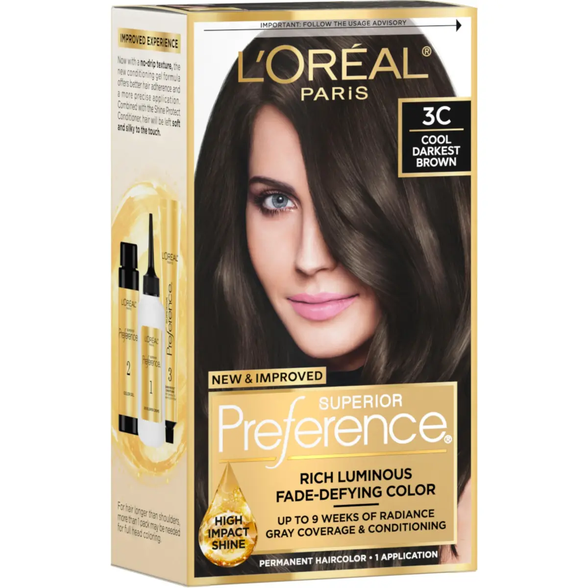 L'Oreal Paris Superior Preference Cool Darkest Brown 3C Permanent Hair Color, 1 Count - main product image