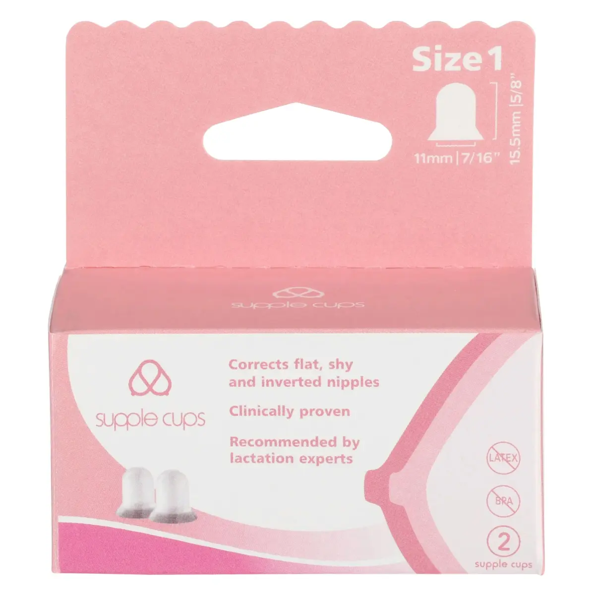 Supple Cups Size 1 for Flat, Shy, Inverted Nipples | Clinically Proven Latch Aid - main product image