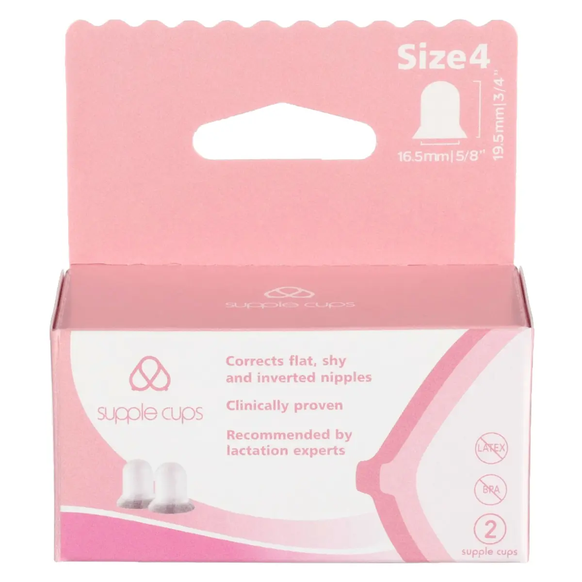 Supple Cups for Flat, Shy and Inverted Nipples (Size 4, 2-Pack) | Clinically Proven Latch Aid - main product image