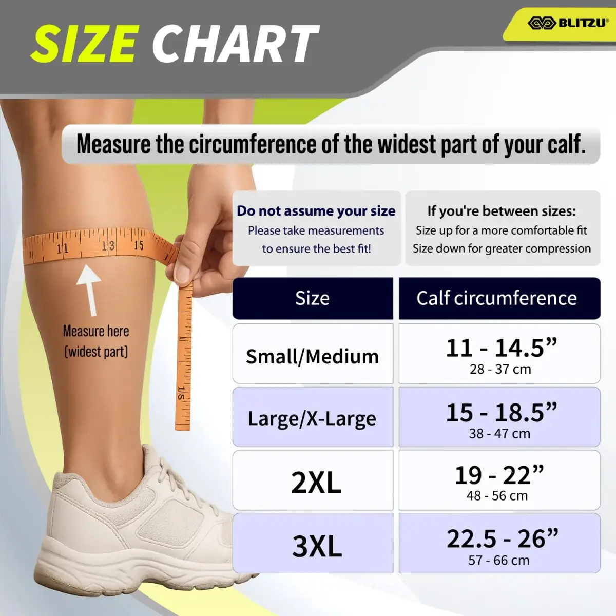 BLITZU Blue Calf Compression Sleeves - Small/Medium for Shin Splints & Varicose Veins - view 6