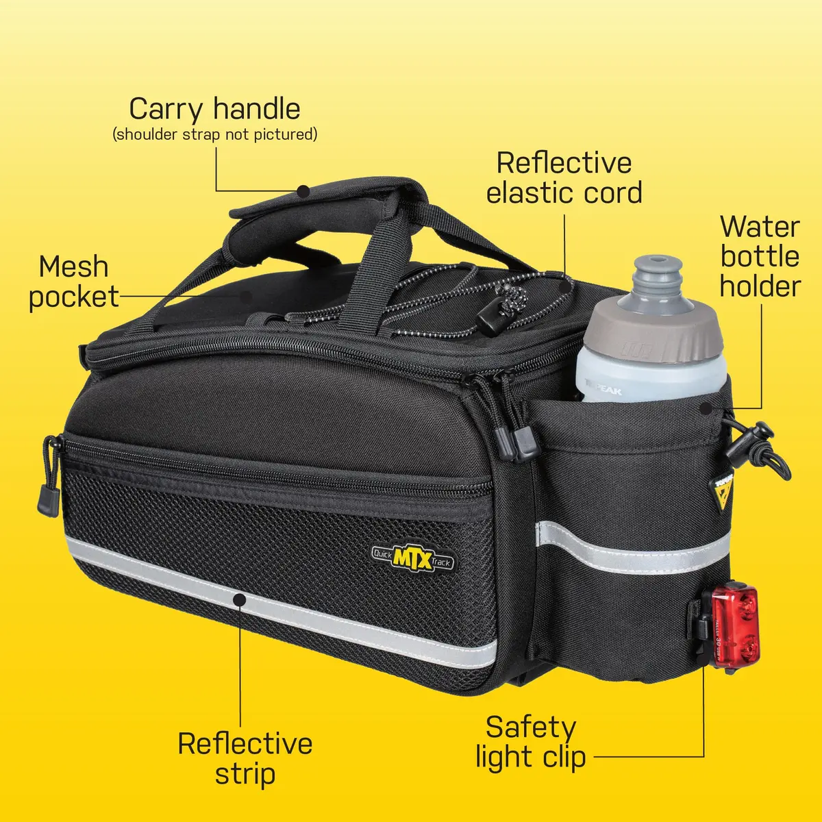 Topeak Vehicle_Bag 8L | QuickTrack Rear Rack Bag with Water Bottle Holder - view 4