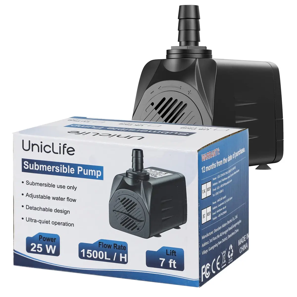 Uniclife UL400 Submersible Water Pump 400 GPH | Quiet, Detachable, Long Life - view 4