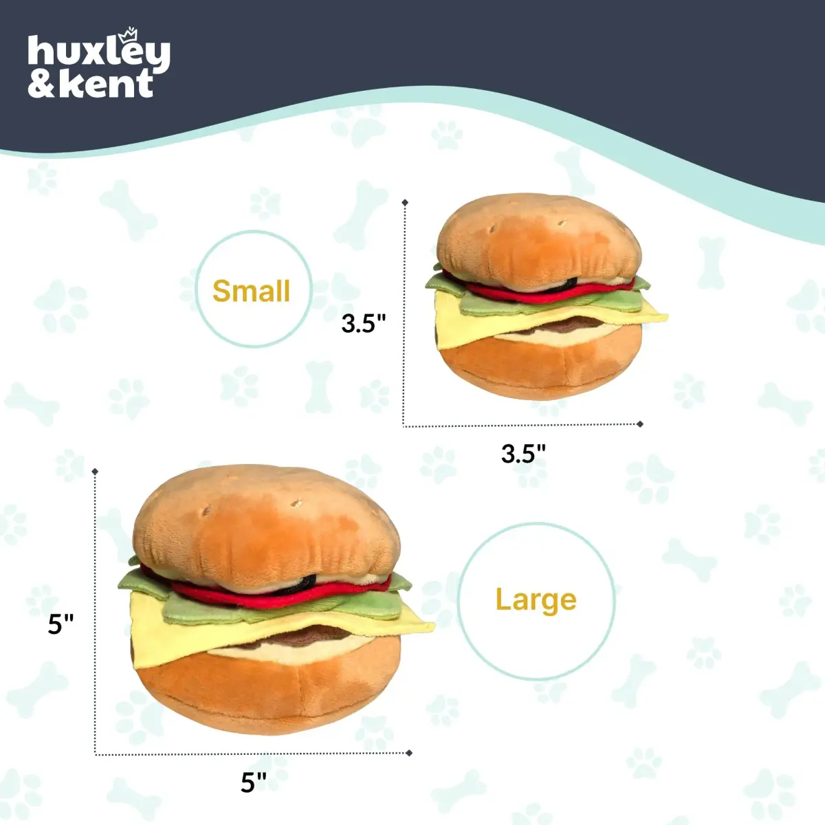 Huxley & Kent Hamburger Squeaky Dog Toy, Large 15.29 cm (6 in) | Soft Plush with Squeaker for Indoor Play & Fetch - view 5