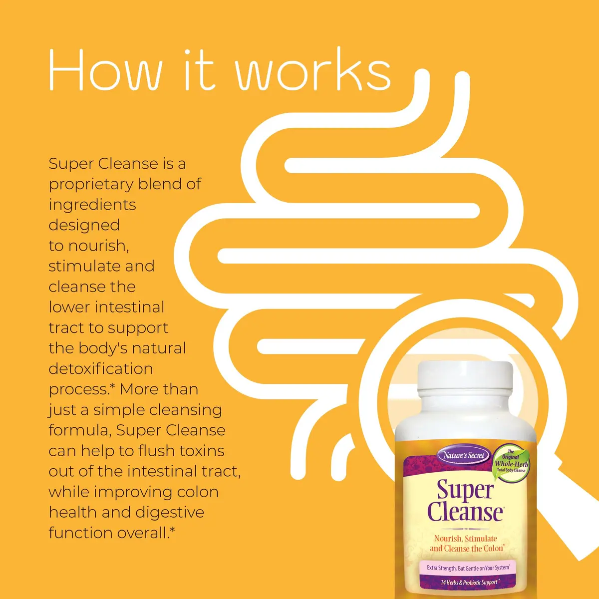 Nature's Secret Super Cleanse Herbal Colon Cleanse & Gut Health 200 Tablets (Pack of 2) | 14 Herbs + Probiotic for Digestive Wellness - view 3