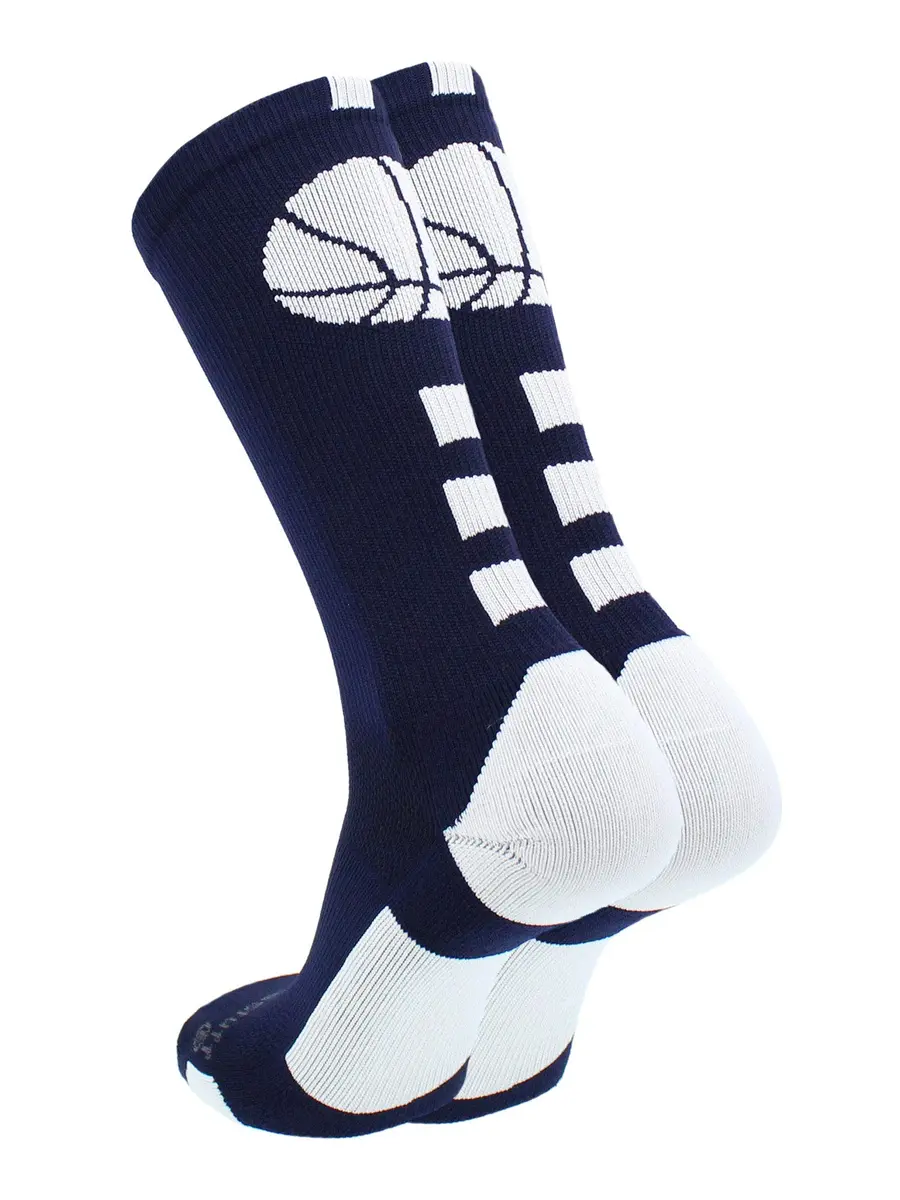 MadSportsStuff Basketball Socks - Youth Team Apparel - Durable Knit - Small, Navy/White | Support for intense play - view 3
